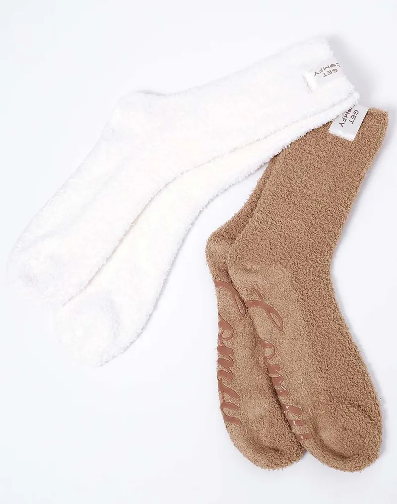 ARUELLE Comfy socks 2-pack latte/ecru