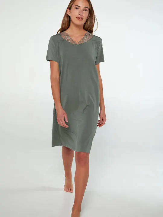 Vamp Χειμερινό Γυναικείο Νυχτικό Green 20121