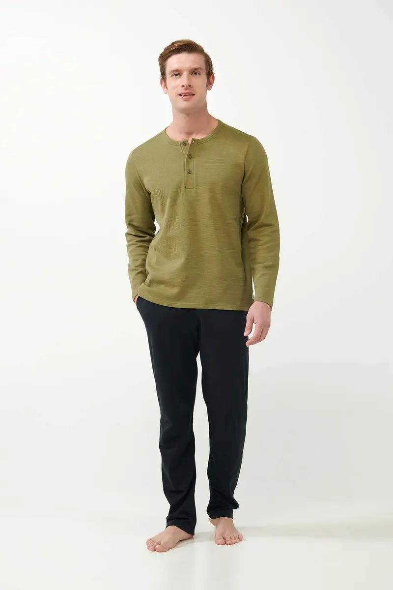 VAMP ΑΝΔΡΙΚΗ ΜΠΥΖΑΜΑ 21645 100% ΒΑΜΒΑΚΙ ΖΑΚΑΡ Placket Long