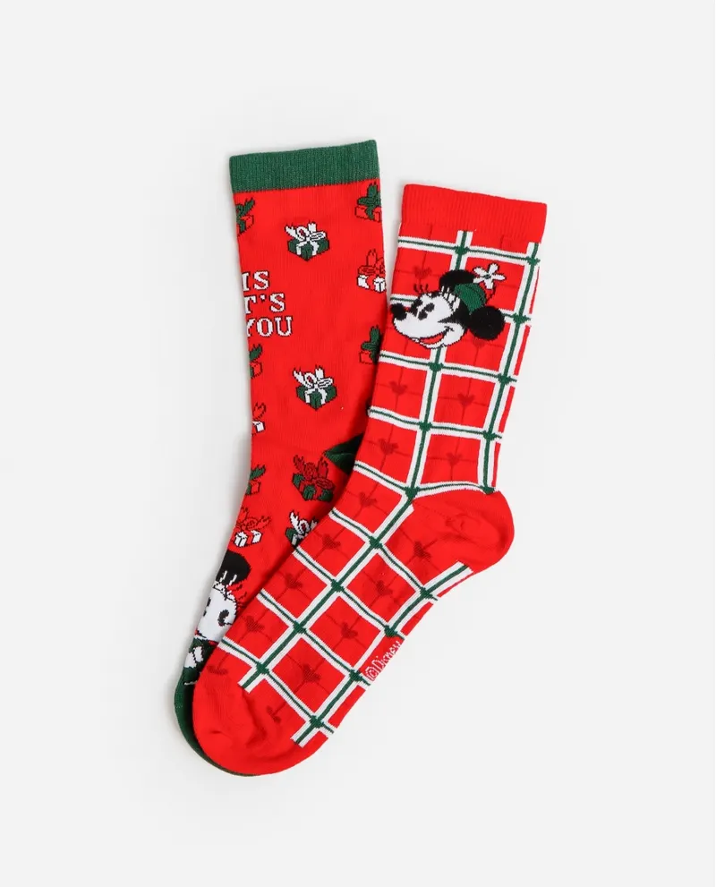 DISNEY Holidays Socks Box Gift for Women, (Συσκευασία 2 ζεύγη / Κουτί ΣΥΣΚ.-ΧΡΩΜΑ