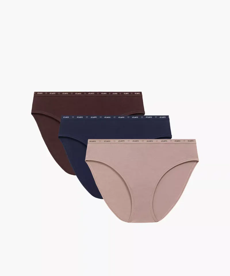 ATLANTIC ΚΥΛΟΤΑΚΙΑ 3-Pack Women's sport panties high leg 3CLP-010-BRO/BEZC/GRA