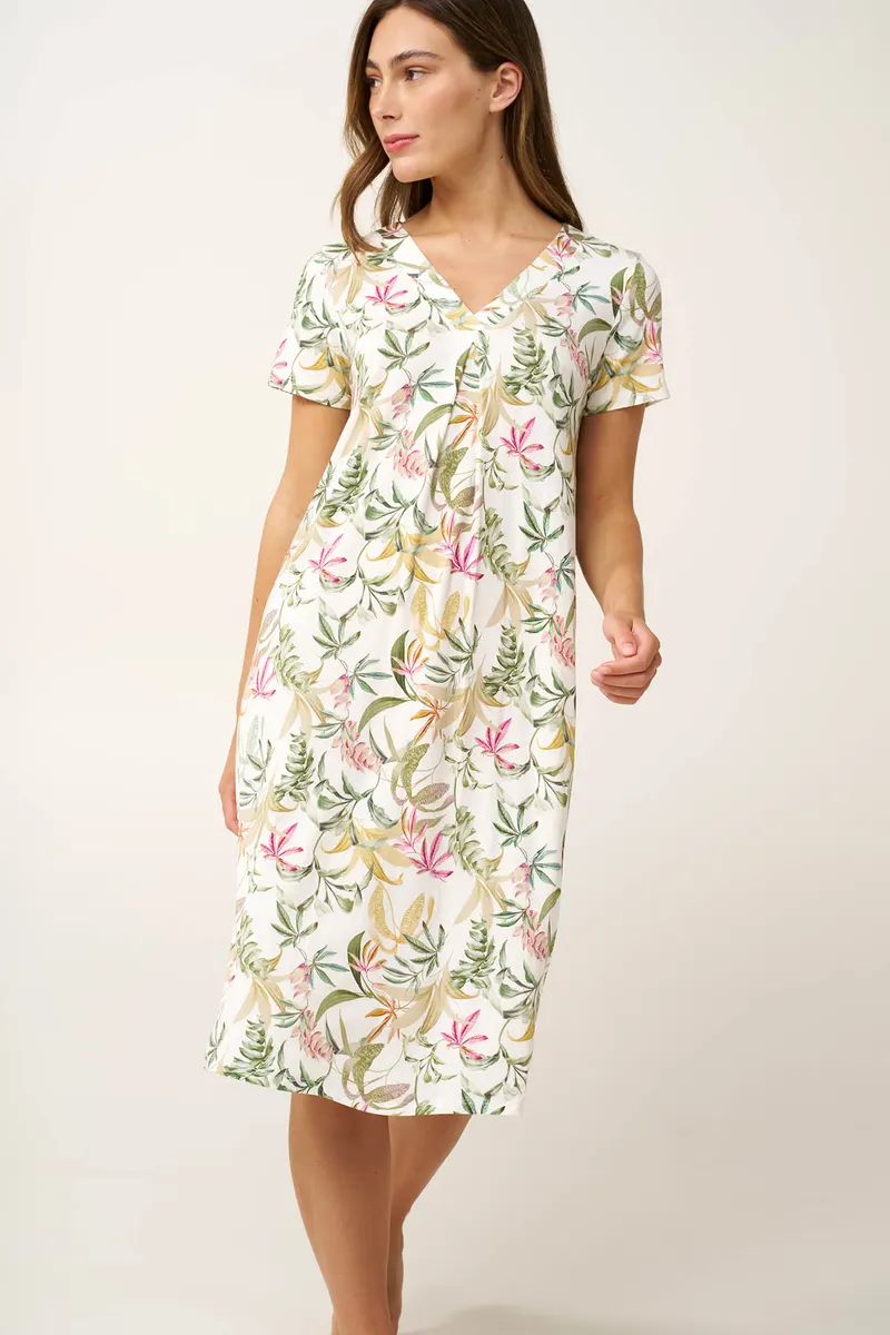VAMP Φόρεμα/Beachdress Κοντομάνικο Modal με V Λαιμόκοψη 24154
