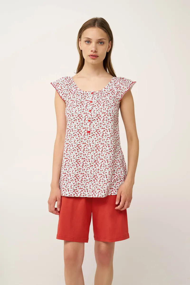 ΠΥΖΑΜΑ VAMP 24256 PYJAMAS 100% COTTON COTTON SJ 68cmPlacketBermuda