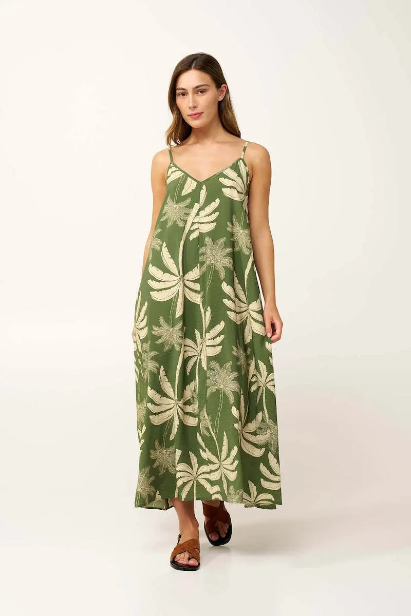 VampΚαλοκαιρινό Maxi Φόρεμα Green Treetop 24445