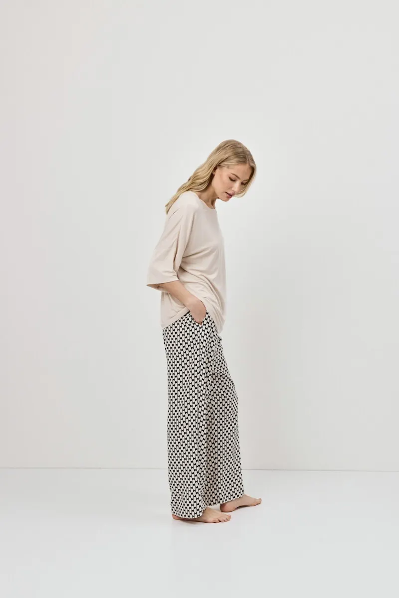 Aruelle Καλοκαιρινό Γυναικείο Σετ Πιτζάμας Beige Black Geometric