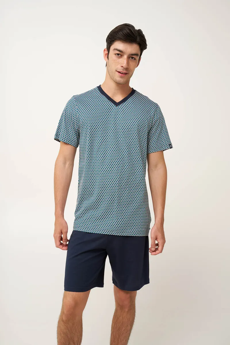 VAMP 24620 PYJAMAS 100% COTTON COTTON SJ V-neckBermuda